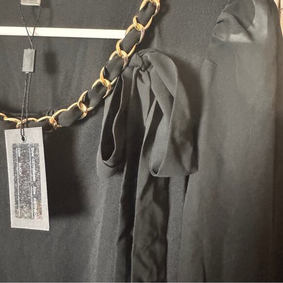 Cable & Gauge  Black Sheer Long Sleeve Gold Bow Detail Neckline Sz XS NWT - Picture 6 of 8